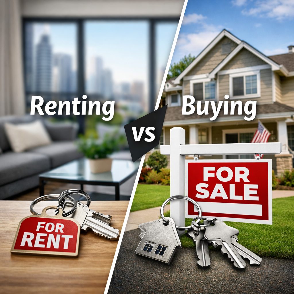 renting vs buying home comparison image apartment for rent vs house for sale 2026